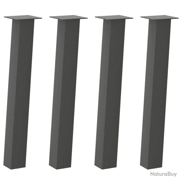 Lot de 4 pieds de table console 72 x 72 cm design moderne pratique fixation rapide en acier anthrac