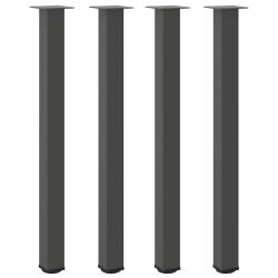 Lot de 4 pieds de table de bar 110-112 cm en acier thermolaqu&eacute; anthracite moderne avec patins r&eacute;gla