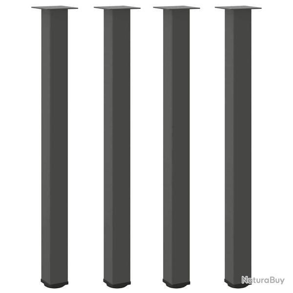 Lot de 4 pieds de table de bar 110-112 cm en acier thermolaqu� anthracite moderne avec patins r�gla