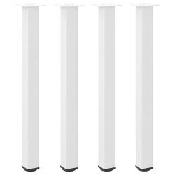 Lot de 4 pieds de table de bar 90 x 92 cm avec patins r&eacute;glables design moderne en acier blanc 02_00