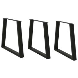 Lot de 3 pieds de table &agrave; manger design moderne 70 x 73 cm avec patins r&eacute;glables en acier noir 02_0