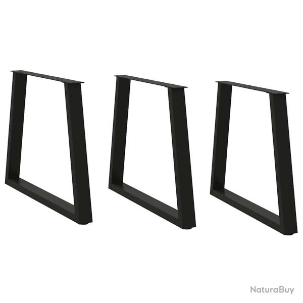 Lot de 3 pieds de table � manger design moderne 70 x 73 cm avec patins r�glables en acier noir 02_0