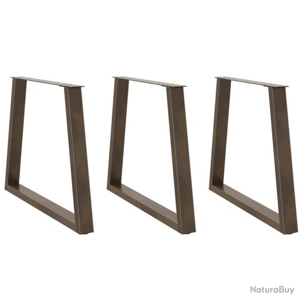 Lot de 3 pieds de table � manger en forme de V 80 x 73 cm design moderne r�glables en acier naturel