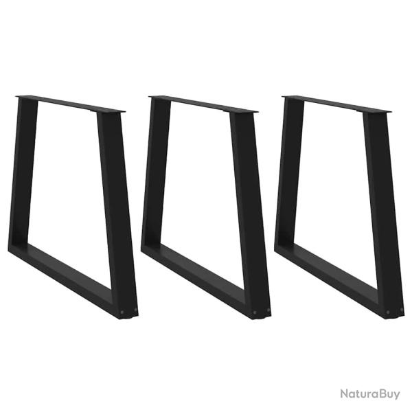 Lot de 3 pieds de table � manger en forme de V 100 x 73 cm stable moderne en acier noir 02_0056884