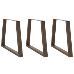 Lot de 3 pieds de table &agrave; manger en forme de V 70 x 72-73,3 cm avec patins r&eacute;glables moderne en aci
