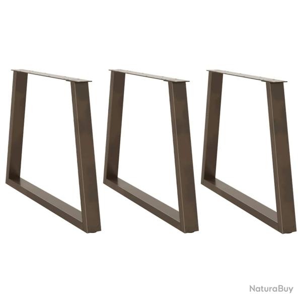 Lot de 3 pieds de table � manger en V 90 x 73 cm design moderne avec patins r�glables en acier natu
