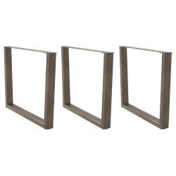Lot de 3 pieds de table &agrave; manger en forme de V r&eacute;glables 100 x 72-73,3 cm en acier naturel 02_00569