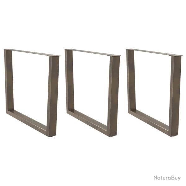 Lot de 3 pieds de table � manger en forme de V r�glables 100 x 72-73,3 cm en acier naturel 02_00569