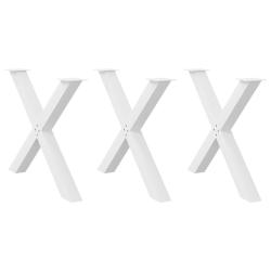 Lot de 3 pieds de table &agrave; manger en forme de X 90 x 72 cm support robuste style moderne en acier bl