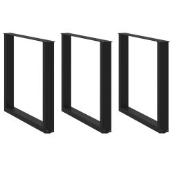 Lot de 3 pieds de table en U ajustables pour table &agrave; manger 90 x 72 cm design moderne en acier noir