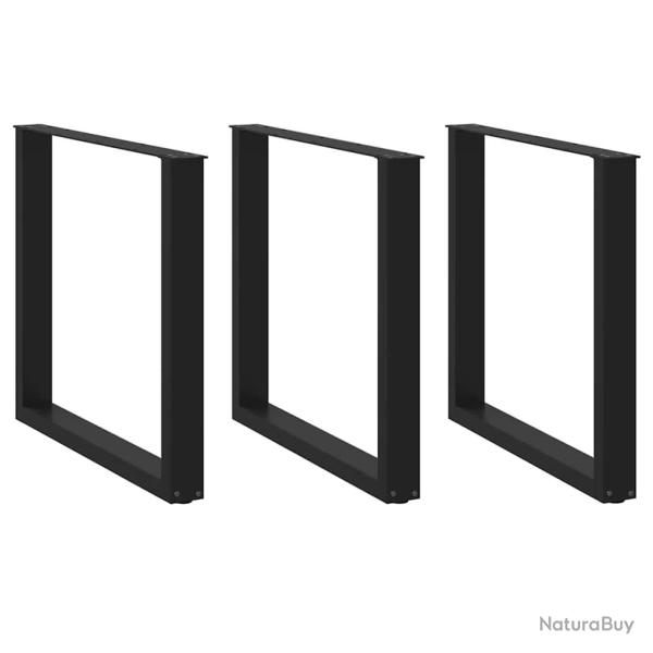 Lot de 3 pieds de table en U ajustables pour table � manger 90 x 72 cm design moderne en acier noir