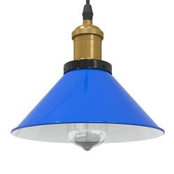 Lampe suspendue vintage r&eacute;glable hauteur 22 x 10 cm design moderne cuisine salon en m&eacute;tal bleu fonc