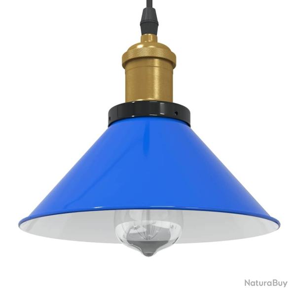 Lampe suspendue vintage r�glable hauteur 22 x 10 cm design moderne cuisine salon en m�tal bleu fonc