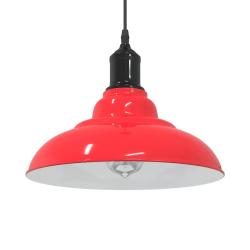 Lampe suspendue r&eacute;glable vintage 31 x 13 cm design simple cuisine salon en m&eacute;tal rouge brillant 02_