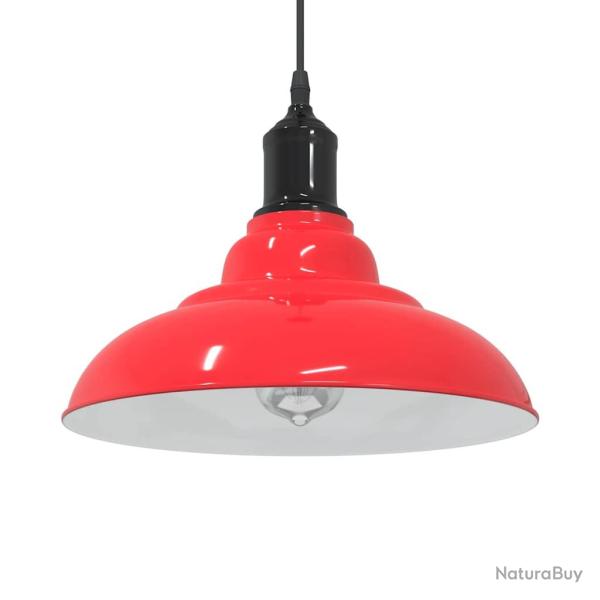Lampe suspendue r�glable vintage 31 x 13 cm design simple cuisine salon en m�tal rouge brillant 02_