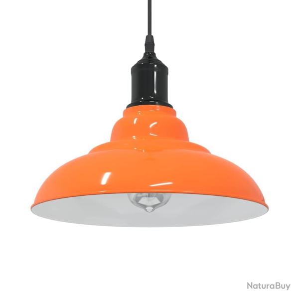 Lampe suspendue vintage r�glable hauteur 31 x 13 cm design polyvalent cuisine salon en m�tal orange