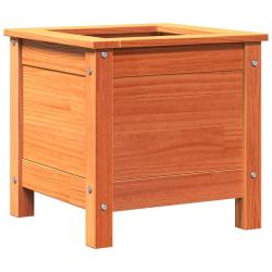 Cache-pot rectangulaire usage ext&eacute;rieur style classique jardin 40 x 40 x 39 cm en pin massif brun c