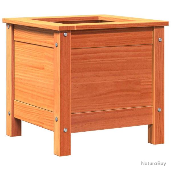 Cache-pot rectangulaire usage ext�rieur style classique jardin 40 x 40 x 39 cm en pin massif brun c