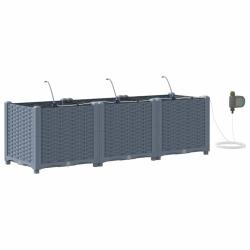 Lot de 3 cache-pots modernes jardin design &eacute;pur&eacute; 120 x 40 x 37,5 cm en acier gris clair 02_0058590