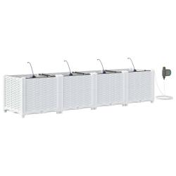 Lot de 4 cache-pots de jardin 160 x 40 x 37,5 cm design moderne avec syst&egrave;me d'irrigation en acier