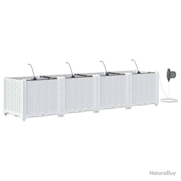Lot de 4 cache-pots de jardin 160 x 40 x 37,5 cm design moderne avec syst�me d'irrigation en acier