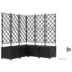 Lot de 5 cache-pots de jardin moderne 120 x 120 x 142 cm avec irrigation &eacute;l&eacute;gante en acier noir 02_