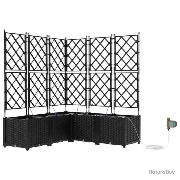 Lot de 5 cache-pots de jardin moderne 120 x 120 x 142 cm avec irrigation �l�gante en acier noir 02_