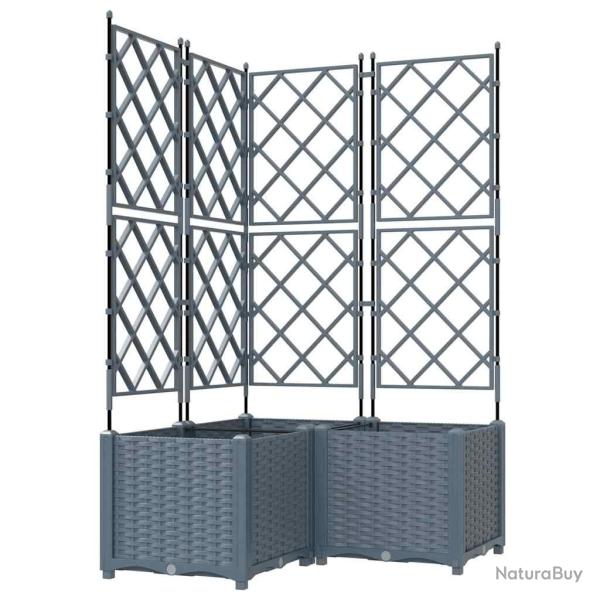 Lot de 3 cache-pots de jardin ext�rieur moderne 80 x 80 x 143 cm durable minimaliste en acier gris