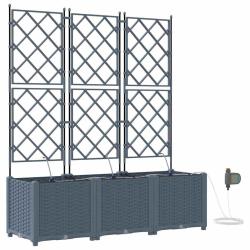 Lot de 3 cache-pots de jardin moderne avec syst&egrave;me d'irrigation 120 x 40 x 142 cm en acier gris cla