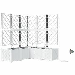 Lot de 5 cache-pots de jardin moderne avec syst&egrave;me d'irrigation 120 x 120 x 142 cm en acier blanc 0