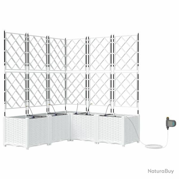 Lot de 5 cache-pots de jardin moderne avec syst�me d'irrigation 120 x 120 x 142 cm en acier blanc 0