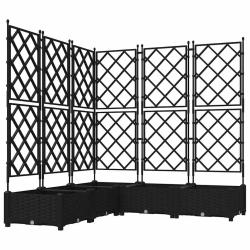 Lot de 5 cache-pots de jardin ext&eacute;rieur modernes 120 x 120 x 125,5 cm en acier noir 02_0058540
