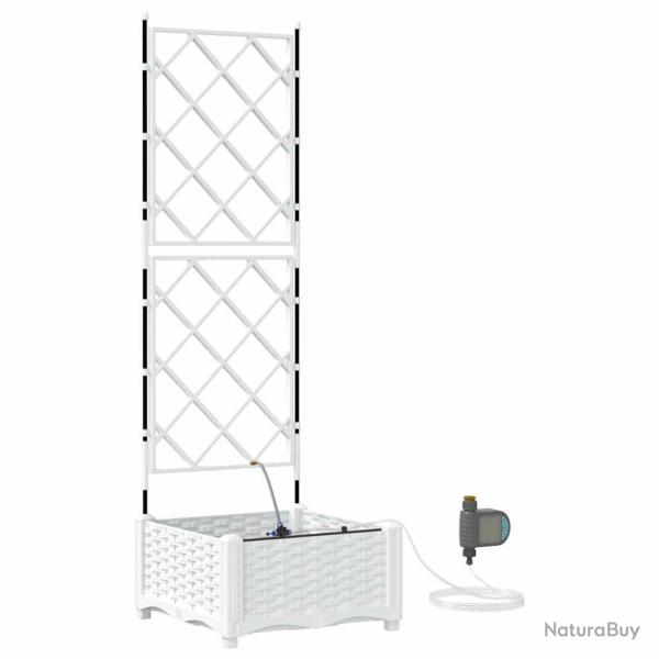 Cache-pot de jardin moderne avec syst�me d'irrigation 40 x 40 x 126 cm en acier blanc 02_0058611