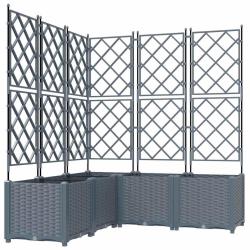 Lot de 5 cache-pots modernes en acier ext&eacute;rieur 120 x 120 x 143 cm durable chic gris clair 02_00585