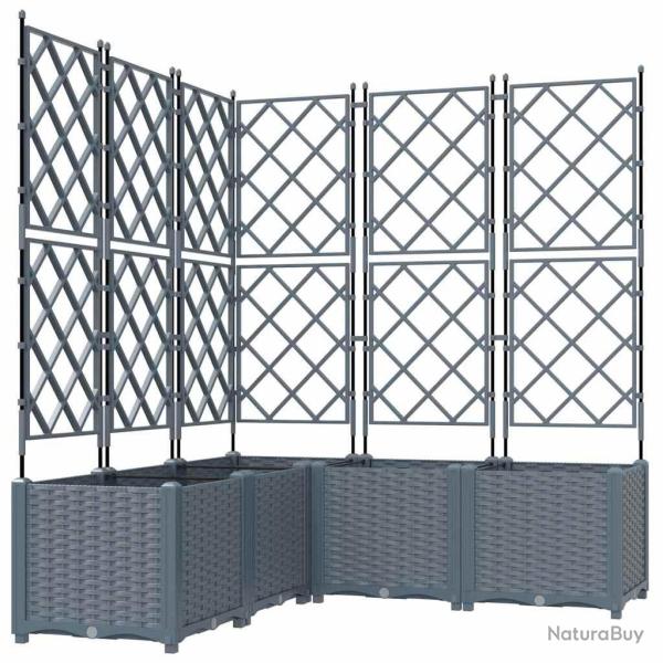 Lot de 5 cache-pots modernes en acier ext�rieur 120 x 120 x 143 cm durable chic gris clair 02_00585