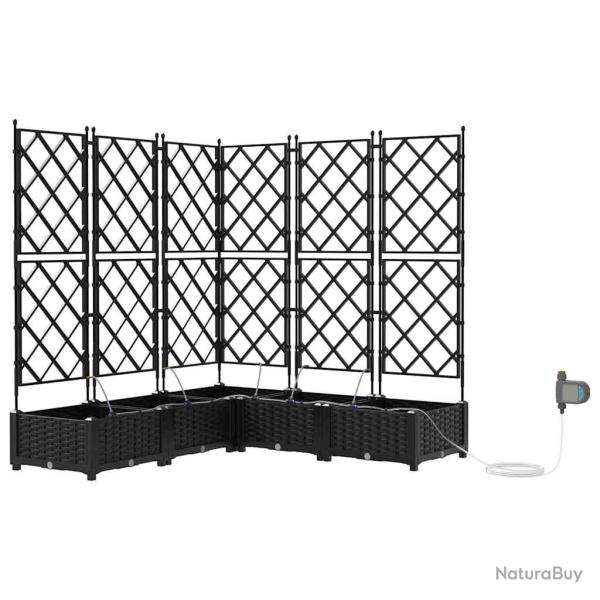 Lot de 5 cache-pots de jardin modernes avec syst�me d'irrigation 120 x 120 x 126 cm en acier noir 0