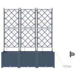 Lot de 3 cache-pots jardin moderne avec syst&egrave;me d'irrigation 120 x 120 x 142 cm en acier gris 02_00