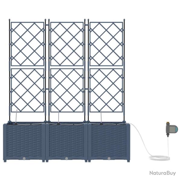 Lot de 3 cache-pots jardin moderne avec syst�me d'irrigation 120 x 120 x 142 cm en acier gris 02_00