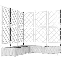 Lot de 5 cache-pots de jardin modernes ext&eacute;rieurs 120 x 120 x 125,5 cm en acier blanc 02_0058605