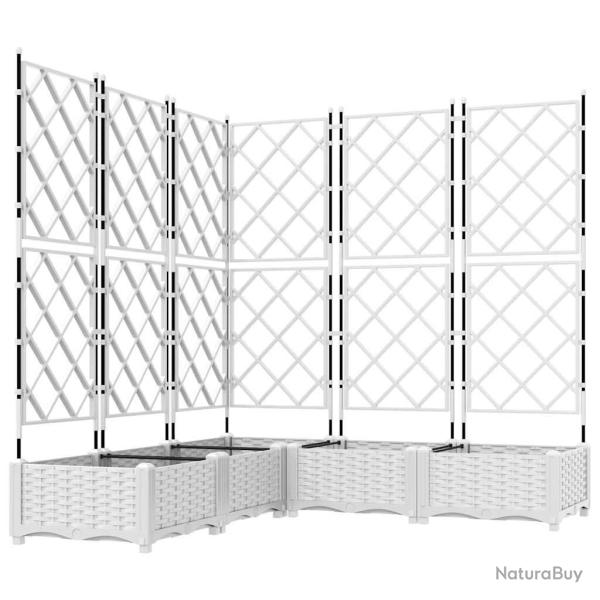 Lot de 5 cache-pots de jardin modernes ext�rieurs 120 x 120 x 125,5 cm en acier blanc 02_0058605