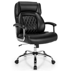Chaise de bureau r&eacute;glable en hauteur 77 x 73 x 121,5 cm confort optimal design moderne en PU noir 2
