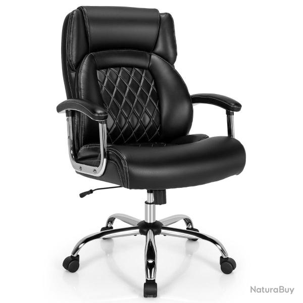 Chaise de bureau r�glable en hauteur 77 x 73 x 121,5 cm confort optimal design moderne en PU noir 2