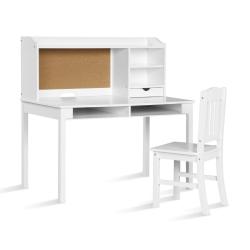 Bureau et chaise enfant 111,5 x 61 x 110,5 cm rangement spacieux moderne en MDF blanc 20_0011745