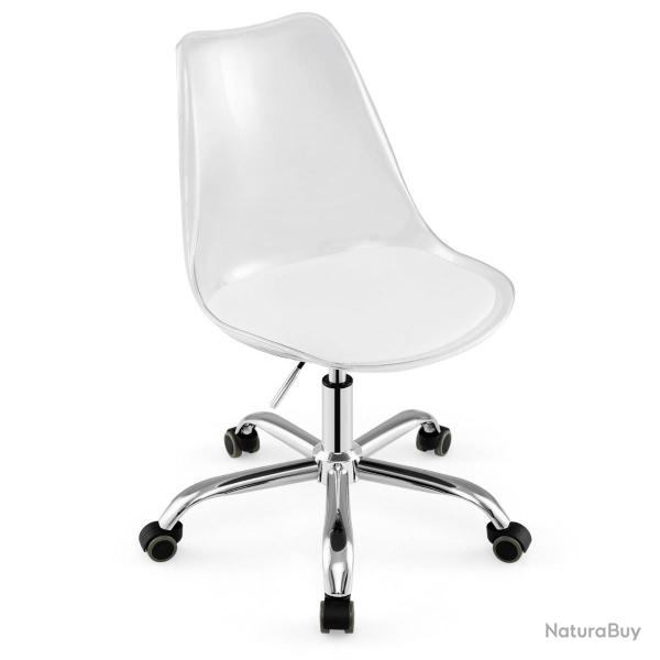 Chaise de bureau transparente 60 x 60 x 78-88 cm assise ergonomique avec r�glage de hauteur chic en
