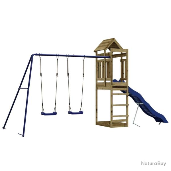 Aire de jeux d'ext�rieur balan�oires toboggan portiques robuste jeux jardin 492 x 185 x 238 cm bois