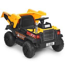 Camion benne &eacute;lectrique pour enfants 107 x 63,5 x 58 cm avec t&eacute;l&eacute;commande artisanale ambiance joyeu