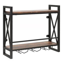 Casier &agrave; vin mural en bois d'ing&eacute;nierie 60 x 20 x 55 cm rangement s&eacute;curis&eacute; pour 12 verres style ind
