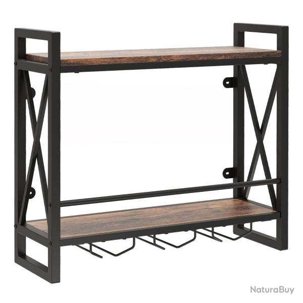 Casier � vin mural en bois d'ing�nierie 60 x 20 x 55 cm rangement s�curis� pour 12 verres style ind