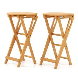 Lot de 2 tabourets de bar pliants en bambou 36 x 33 x 61 cm avec repose-pieds ergonomiques style ru