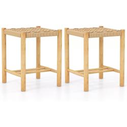 Lot de 2 tabourets de bar 36 x 36 x 45 cm assise tiss&eacute;e &eacute;l&eacute;gante style rustique id&eacute;al salle &agrave; mange